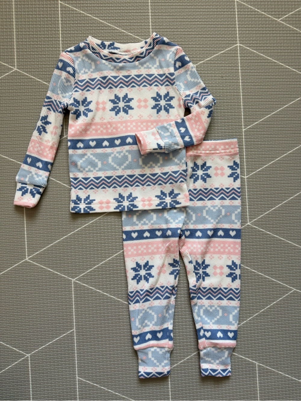 Saint Eve|Baby girl/toddler Kids matching set-Fair Isle Thermal waffle knit•••2T